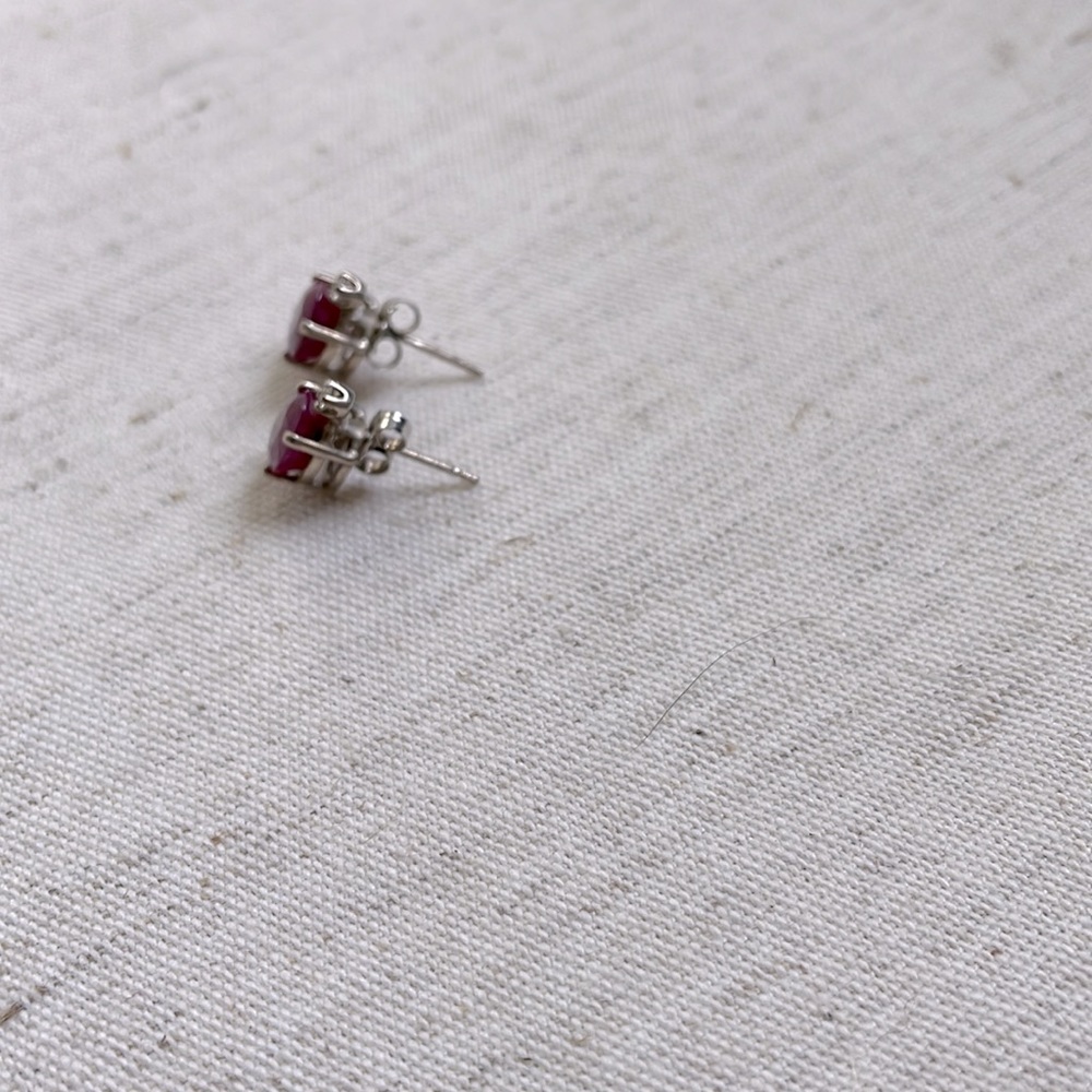 Ruby And Diamond Earrings. Silver Backing. - image 4